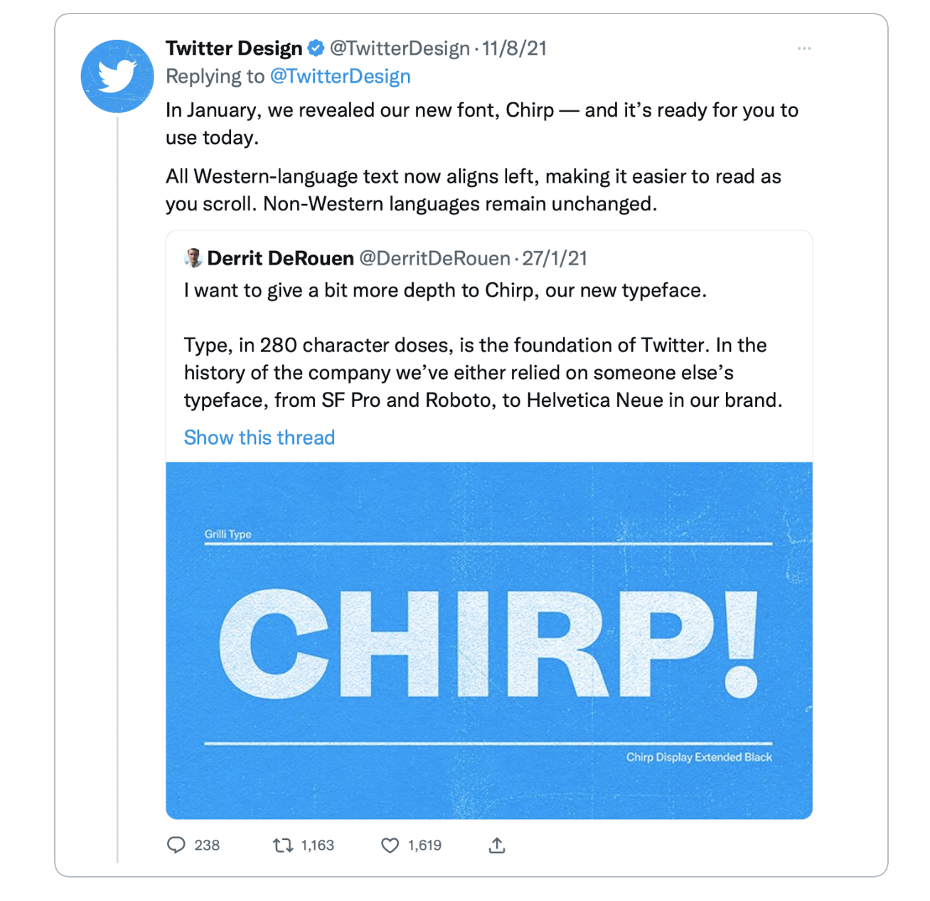 Twitter Design team introducing Chirp font